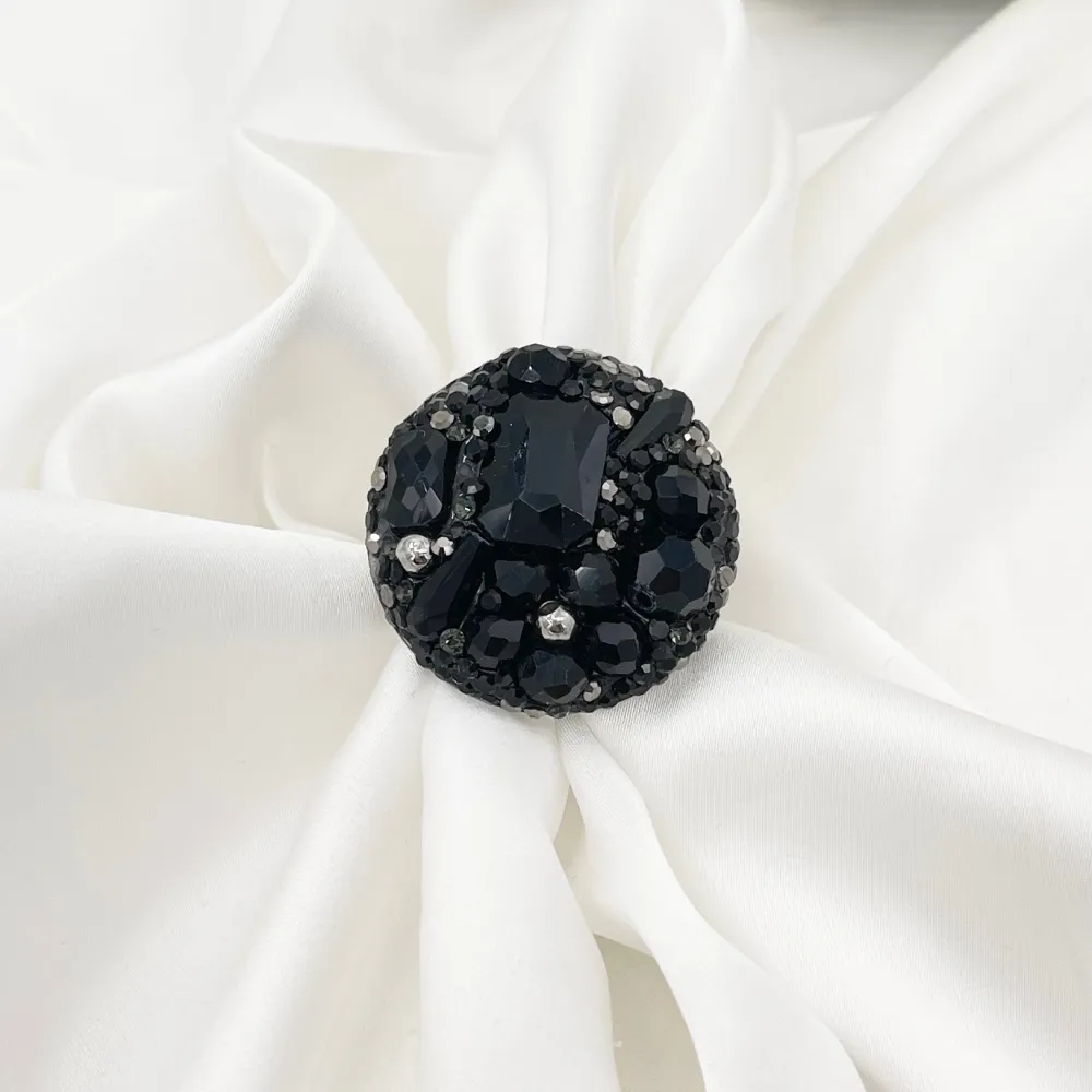 Tondo con Pietrine -Anello Regolabile in Acciaio - AAR-732-341