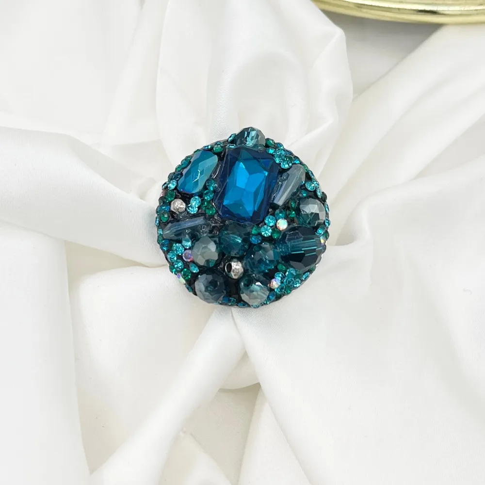 Tondo con Pietrine -Anello Regolabile in Acciaio - AAR-732-341