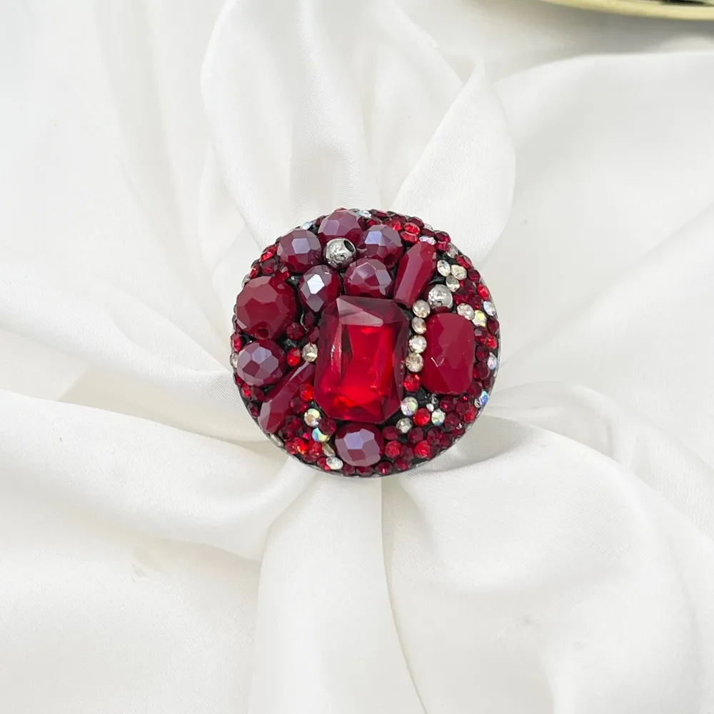 Tondo con Pietrine -Anello Regolabile in Acciaio - AAR-732-341