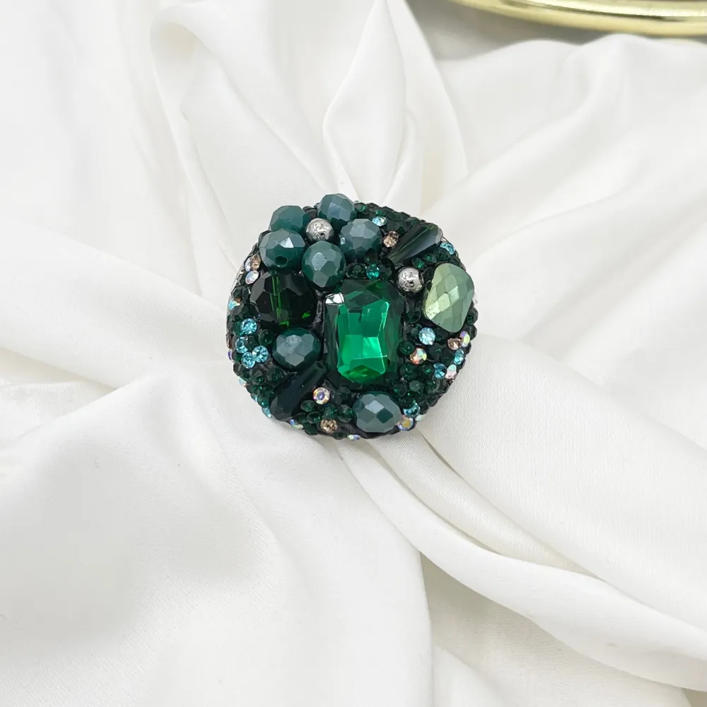 Tondo con Pietrine -Anello Regolabile in Acciaio - AAR-732-341