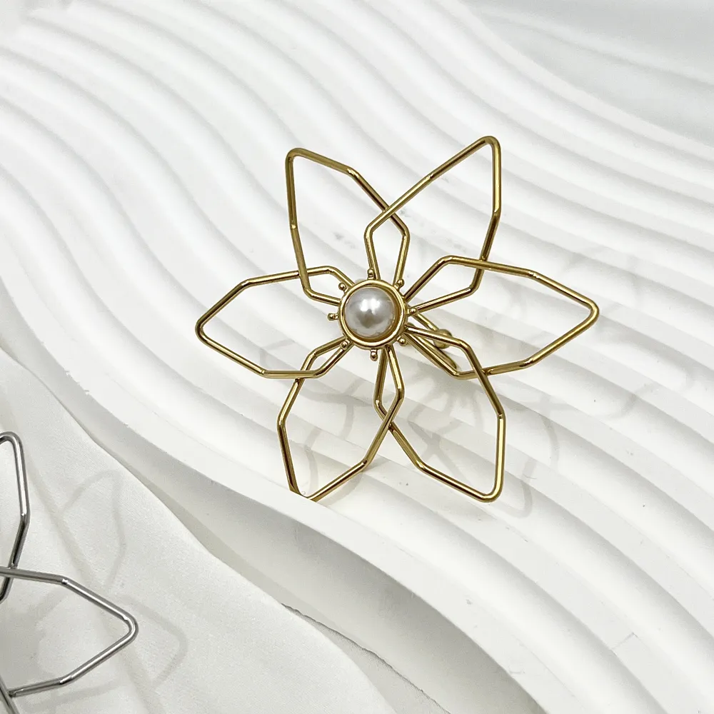 Fiore Grande con Perla-Anello Regolabile in Acciaio - AAR-759-07