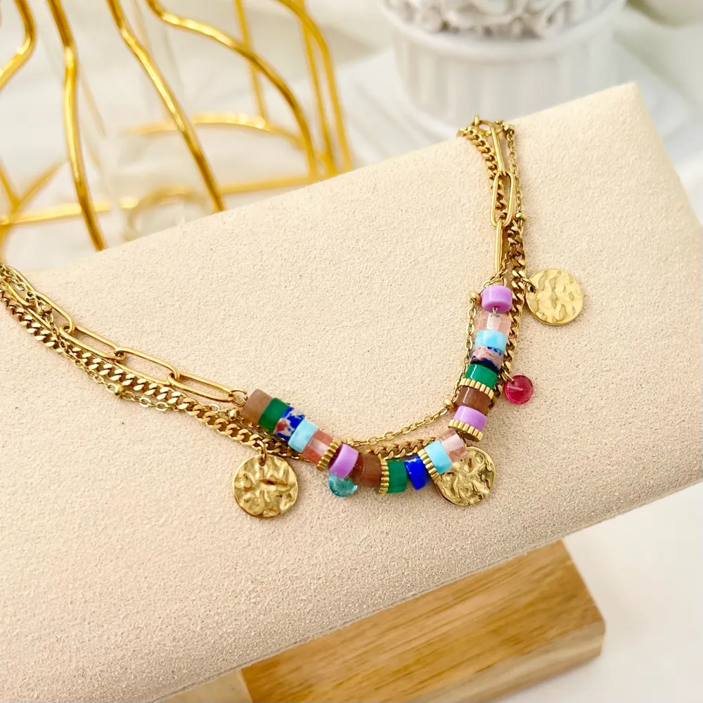 Multifili con Perline-Bracciale in Acciaio con Chiusura - BAC-103-AA1721B