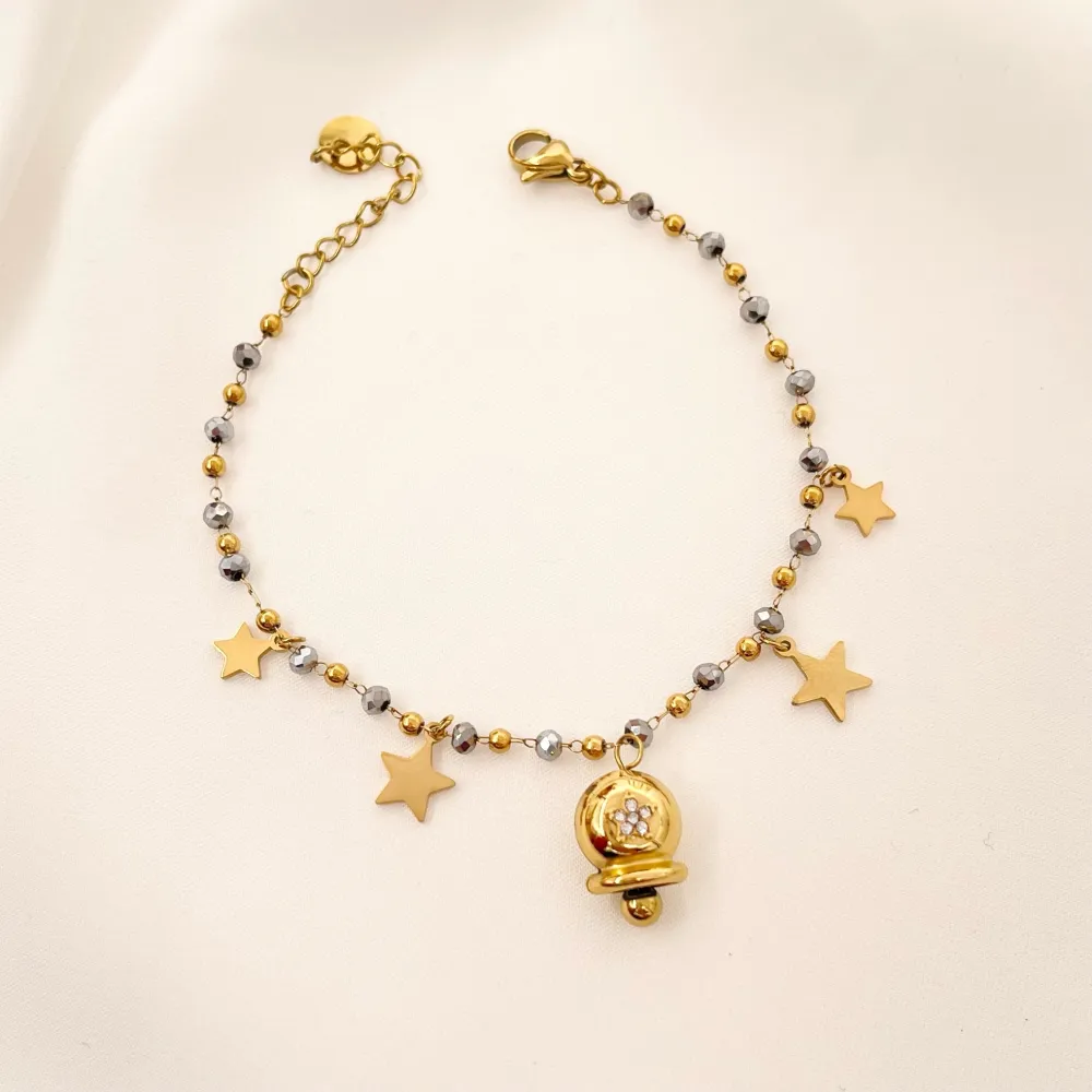 Campanello con Stella-Bracciale in Acciaio con Chiusura - BAC-103-AA2703B