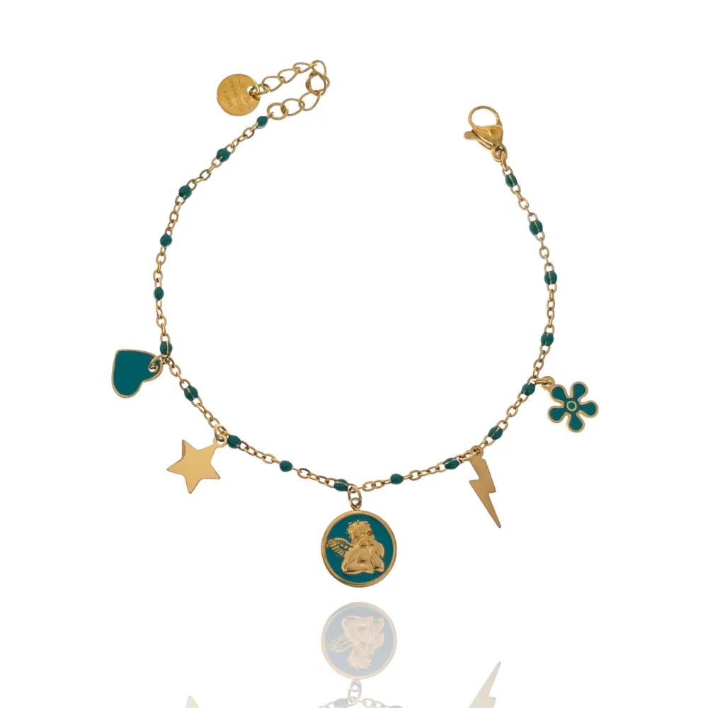 Angelo Smaltato-Bracciale in Acciaio con Chiusura - BAC-103-AA3186B