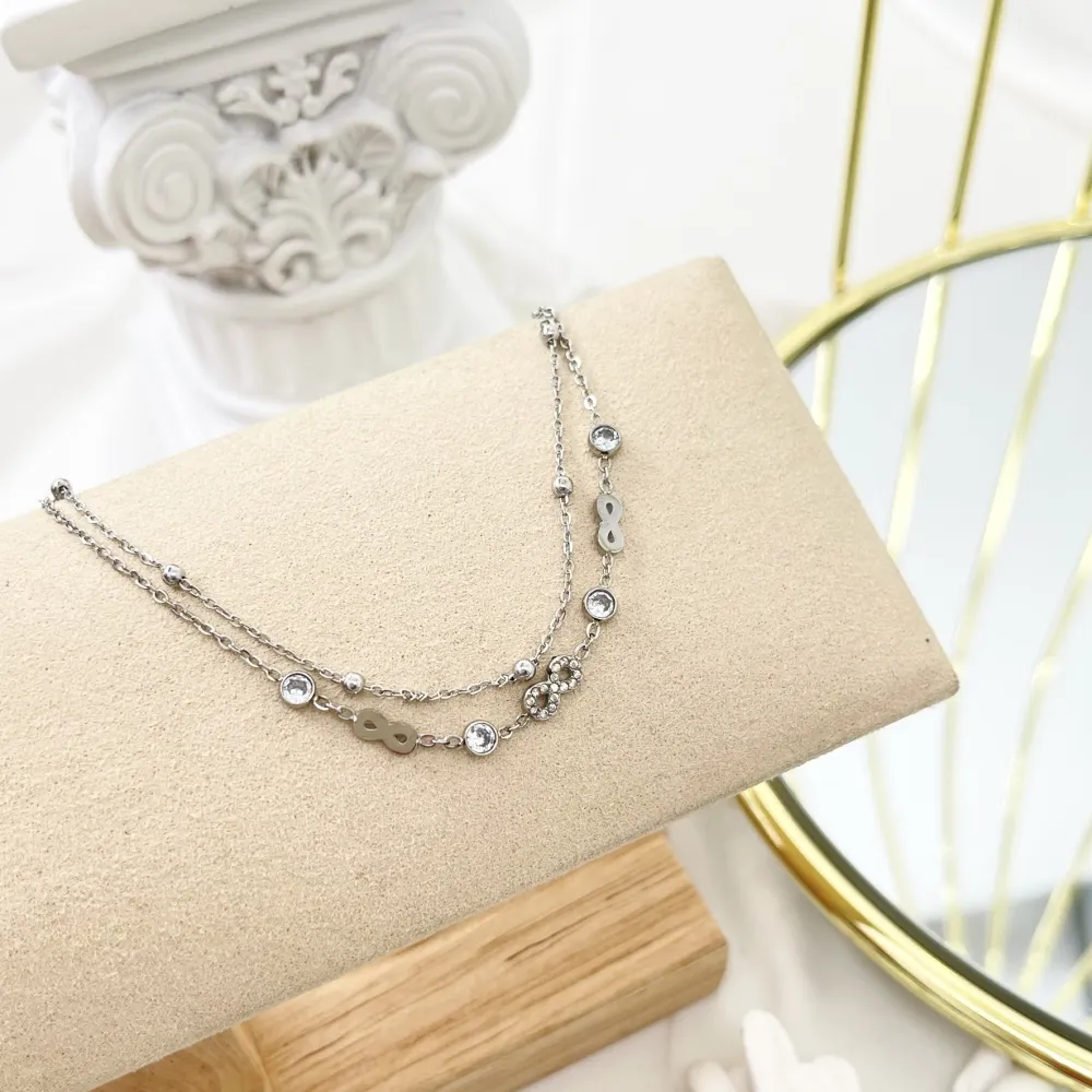 Doppio con Infinito-Bracciale in Acciaio con Chiusura - BAC-103-AA3457B