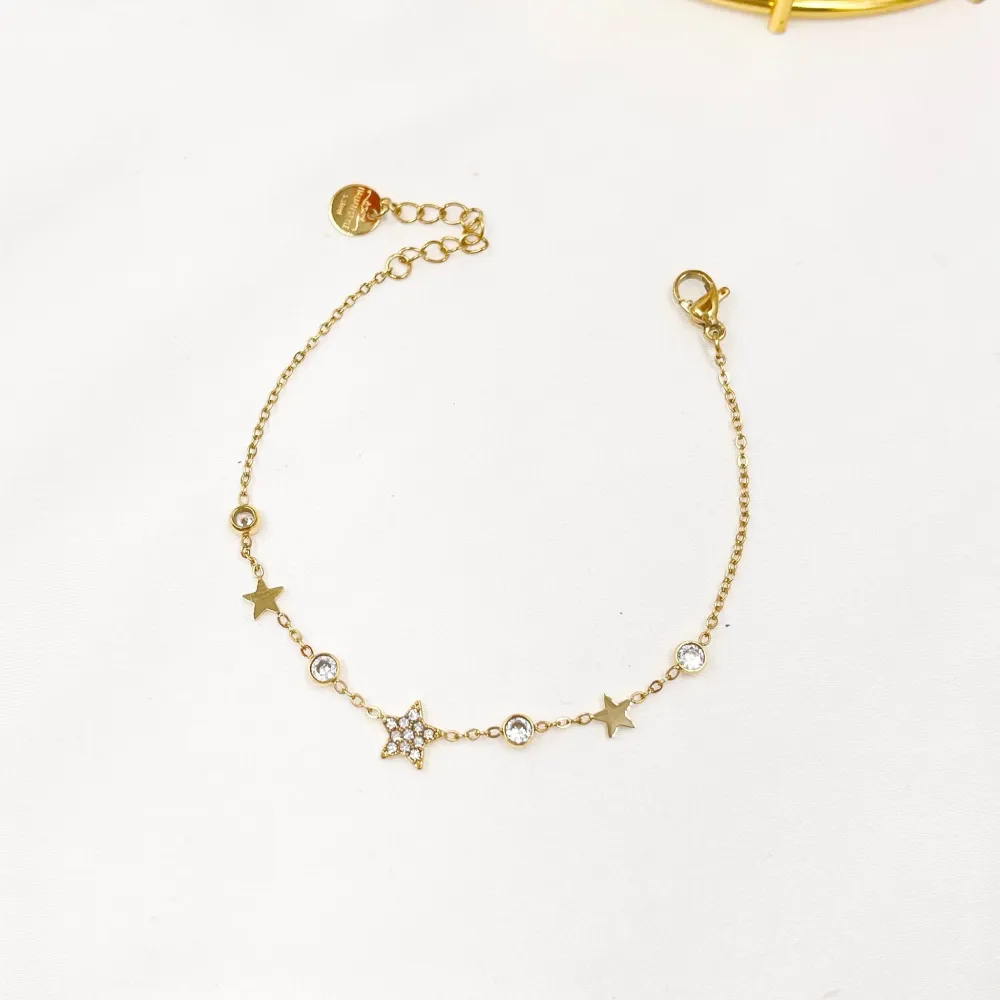 Stella con Punto Luce-Bracciale in Acciaio - BAC-103-AA3479B