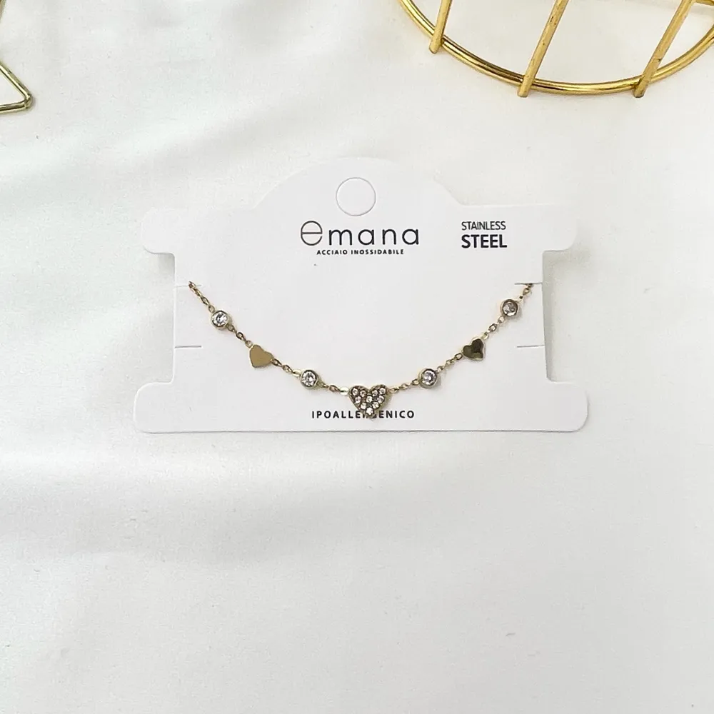 Cuore con Punto Luce-Bracciale in Acciaio - BAC-103-AA3481B