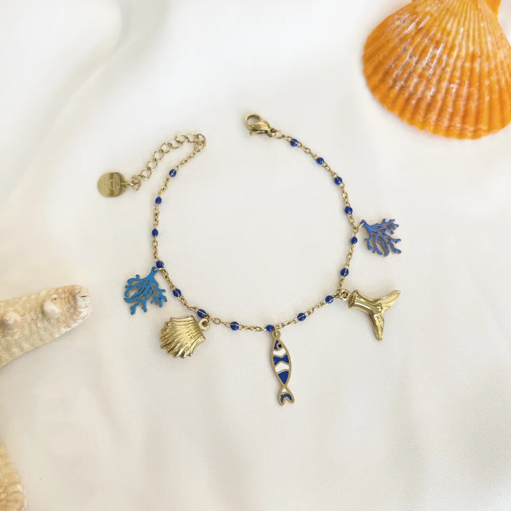 Mare Conchiglia Stella Marina Pesce-Bracciale in Acciaio - BAC-103-AA5138BB