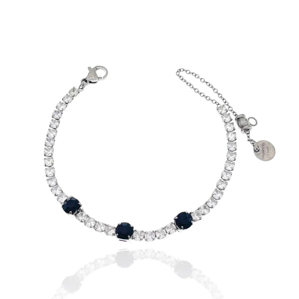 Tennis con Punto Luce-12pz Bracciali in Acciaio - BAC-103-AA702B