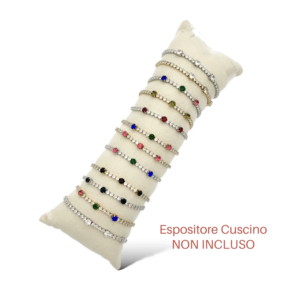 Tennis con Punto Luce-12pz Bracciali in Acciaio - BAC-103-AA702B
