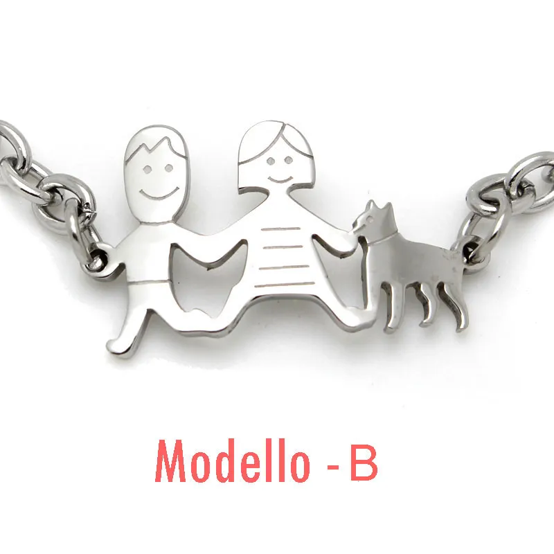 BAC1110-Bracciale Happy Family - Bracciale in Acciaio - BAC1110-Bracciale Happy Family - Bracciale in Acciaio