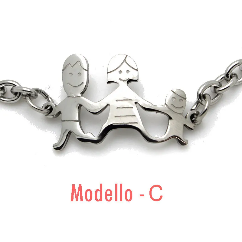 BAC1110-Bracciale Happy Family - Bracciale in Acciaio - BAC1110-Bracciale Happy Family - Bracciale in Acciaio