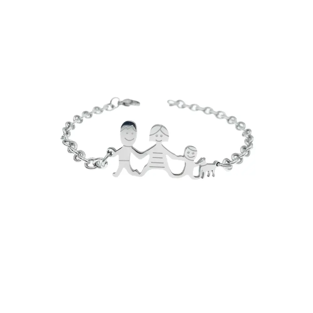 BAC1110-Bracciale Happy Family - Bracciale in Acciaio - BAC1110-Bracciale Happy Family - Bracciale in Acciaio