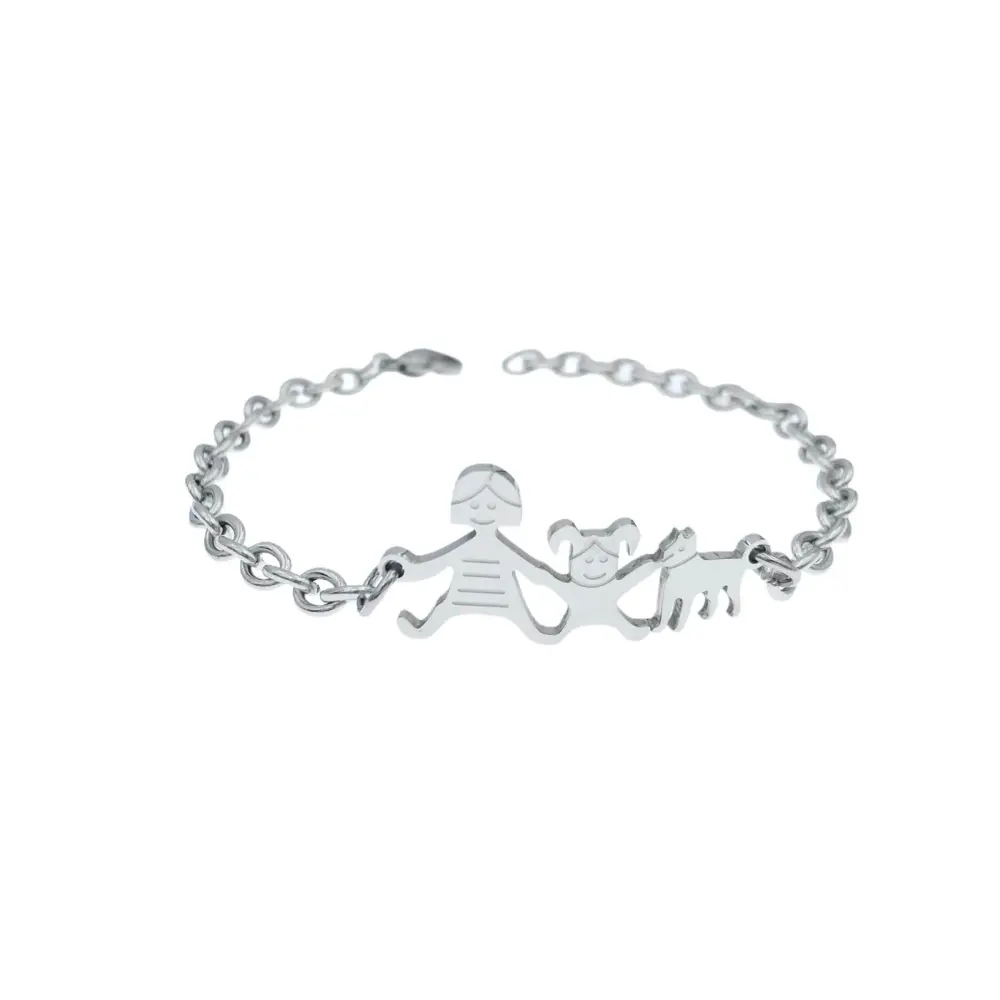 BAC1110-Bracciale Happy Family - Bracciale in Acciaio - BAC1110-Bracciale Happy Family - Bracciale in Acciaio