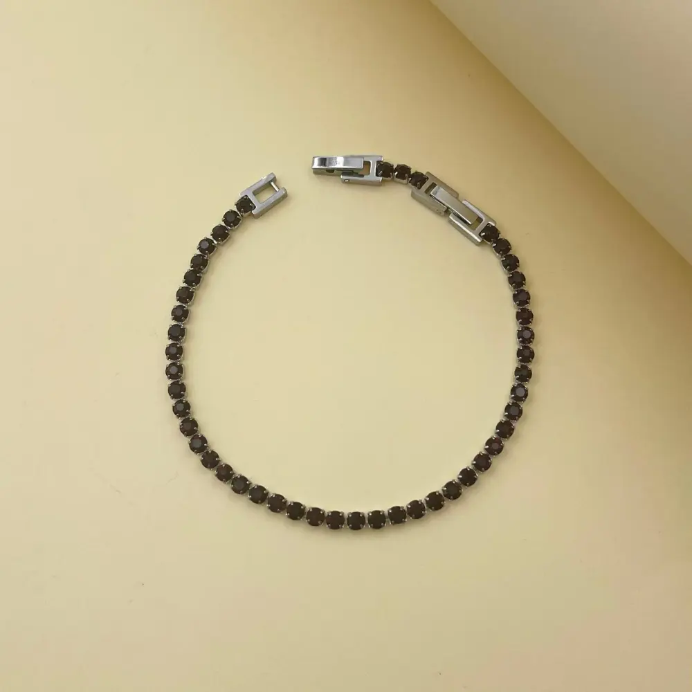 Tenni Acciaio Strass 3mm-Bracciale in Acciaio con Chiusura - BAC-413-040-3mm