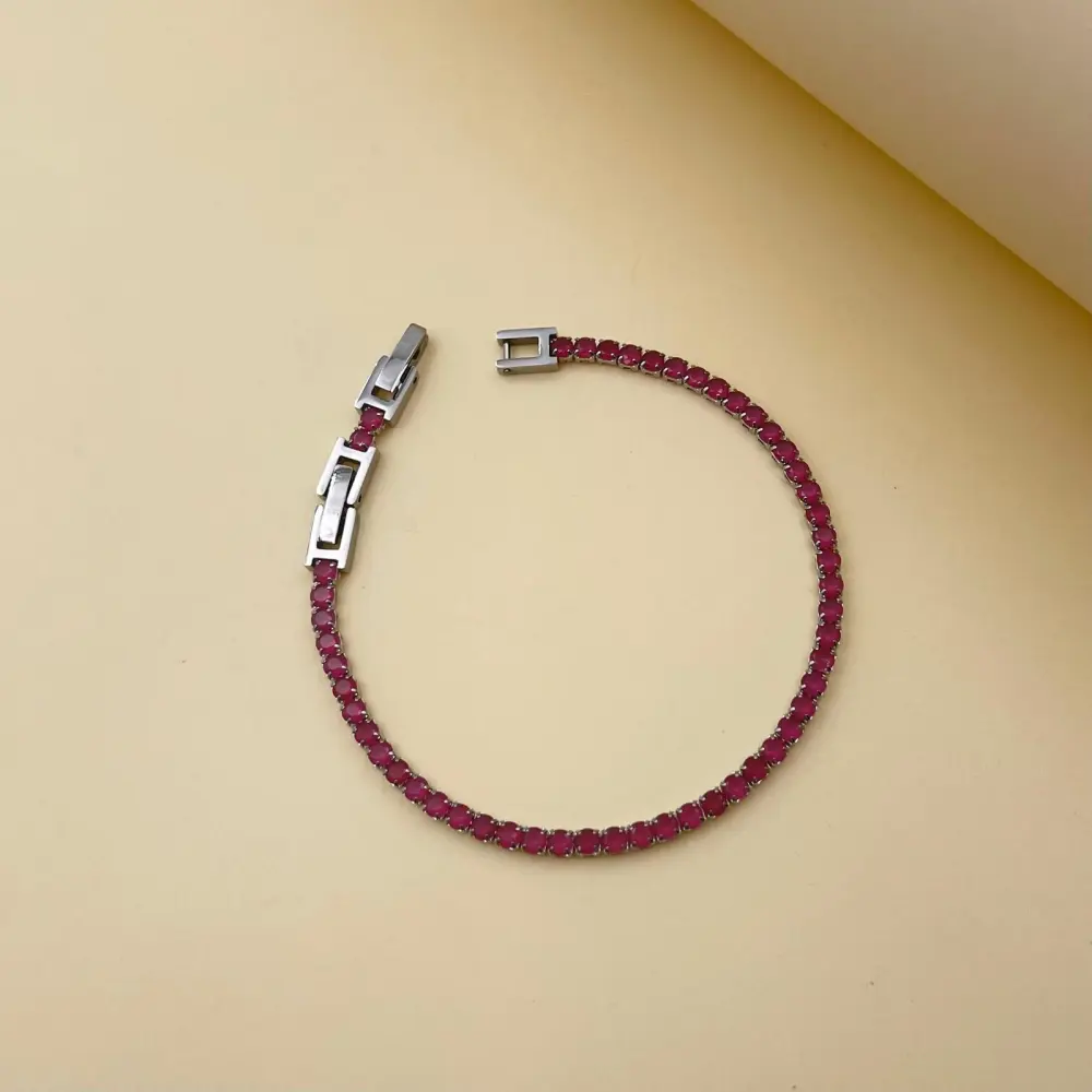 Tenni Acciaio Strass 3mm-Bracciale in Acciaio con Chiusura - BAC-413-040-3mm