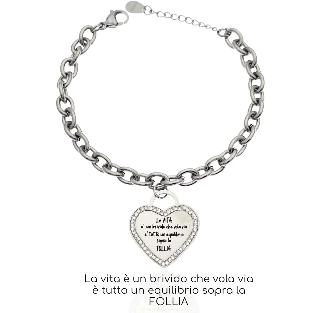 La vita è un brivido..-Bracciale con Scritte in Acciaio - BAC-413-1832