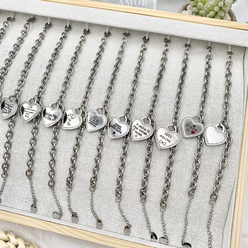 Dillo alla luna può darsi..-Bracciale con Scritte in Acciaio - BAC-413-1837