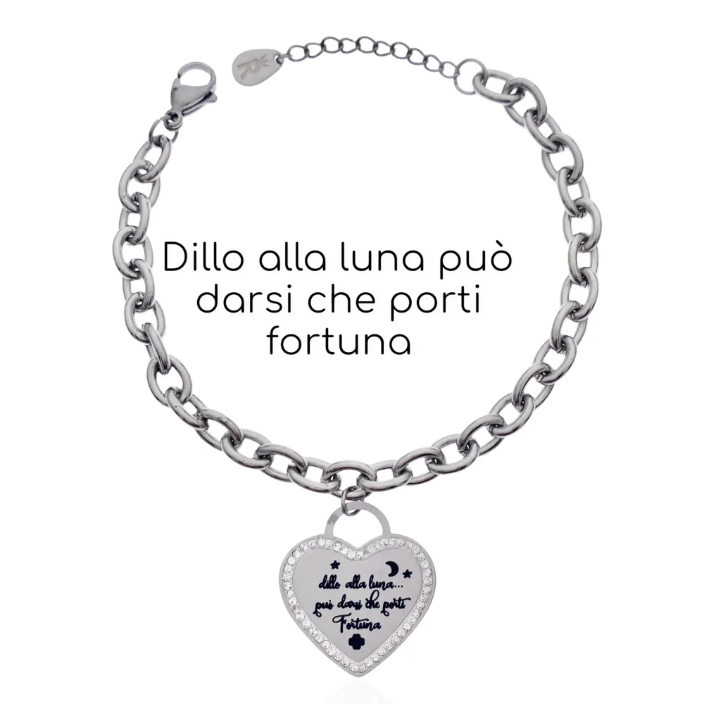 Dillo alla luna può darsi..-Bracciale con Scritte in Acciaio - BAC-413-1837