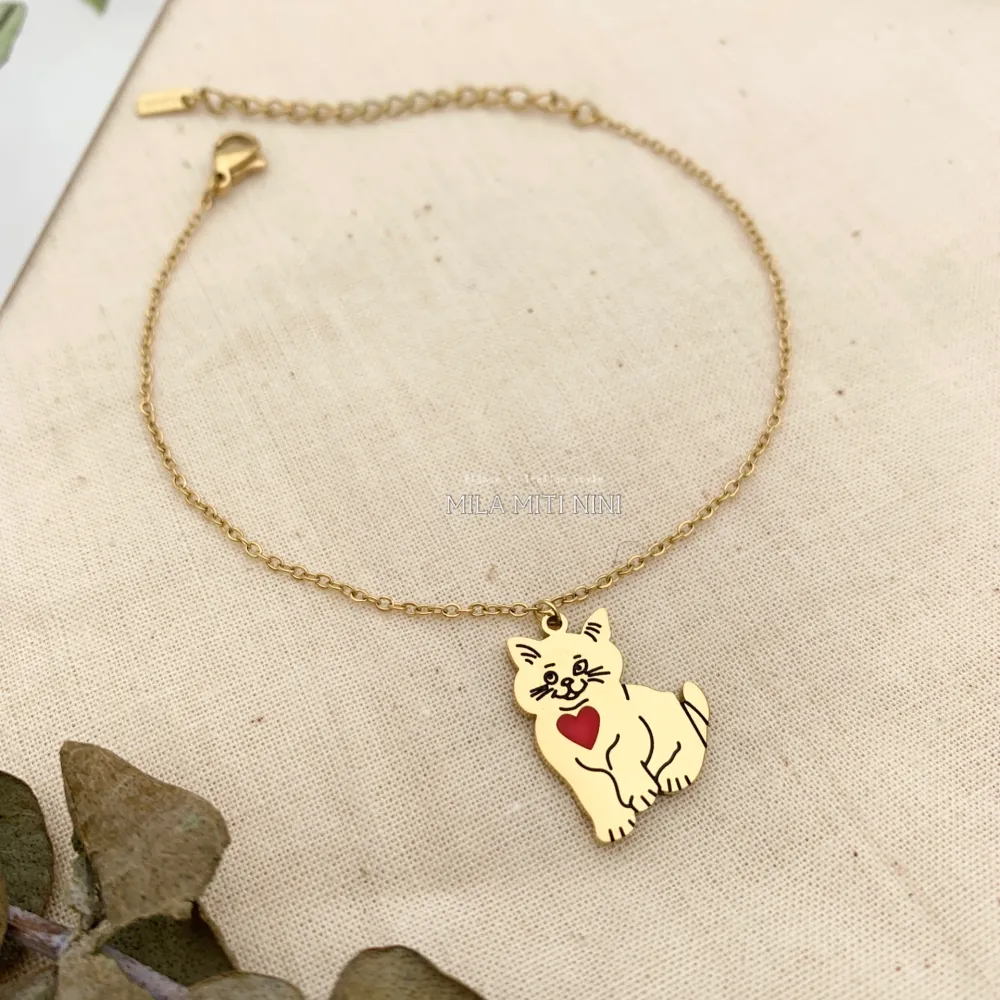 BAC413-2398-Gatto-Bracciale in Acciaio - BAC413-2398