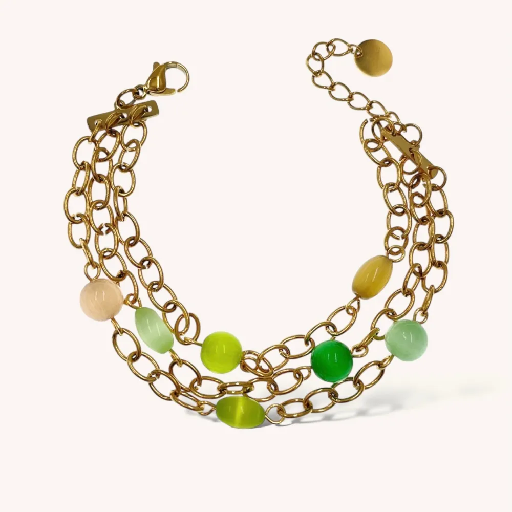 Catena a Tre fili con Perline-Bracciale in Acciaio - BAC-765-24