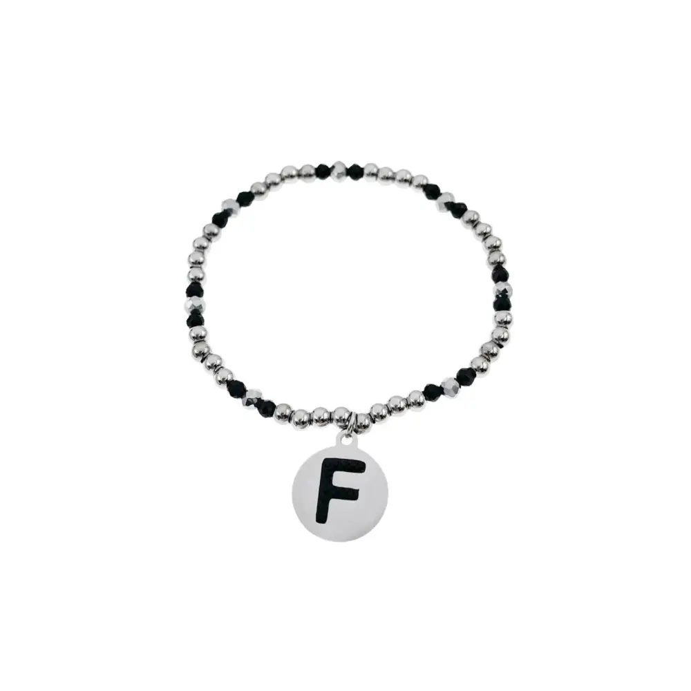 BAE2909-Iniziale con Strass - Bracciale Elastico in Acciaio - BAE2909-Iniziale con Strass - Bracciale Elastico in Acciaio