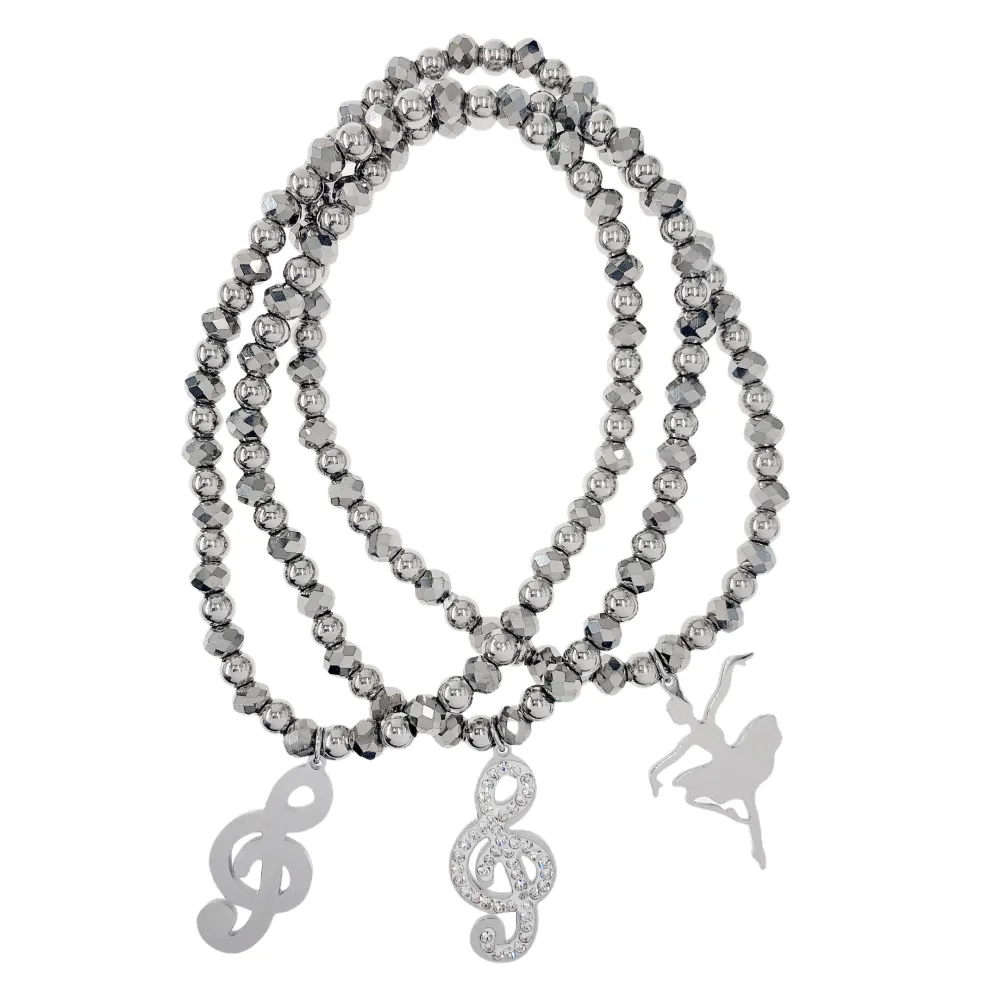 Nota Musicale Ballerina-Bracciali Tris Elastici in Acciaio - BAE-413-0410