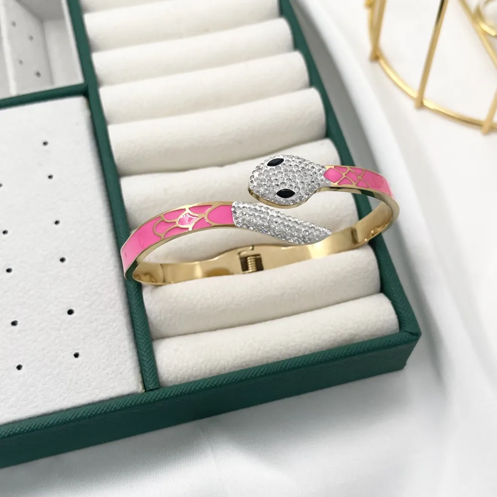 Serpente Smaltato-Bracciale Rigido in Acciaio - BAR-413-2254