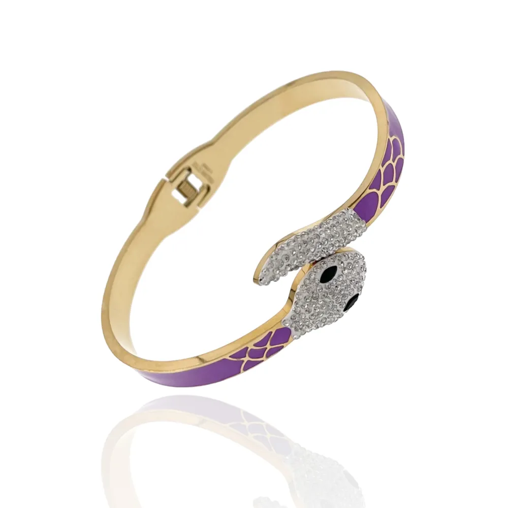 Serpente Smaltato-Bracciale Rigido in Acciaio - BAR-413-2254