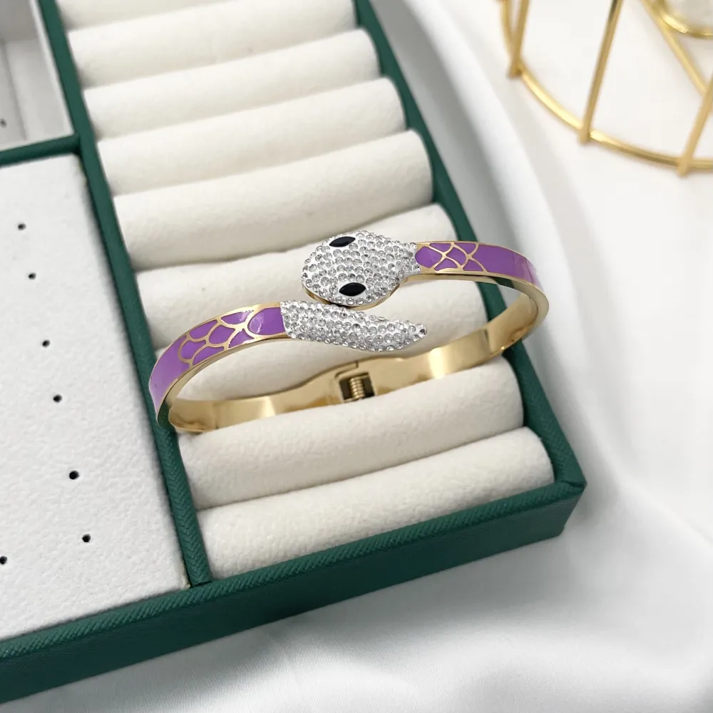 Serpente Smaltato-Bracciale Rigido in Acciaio - BAR-413-2254