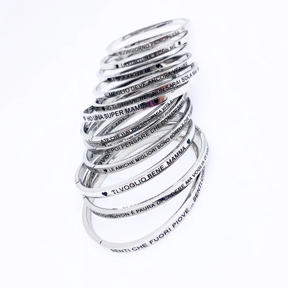 Bracciale rigido con le frasi da 1 a 27-Bracciale in Acciaoo - BAR-413-B60-1