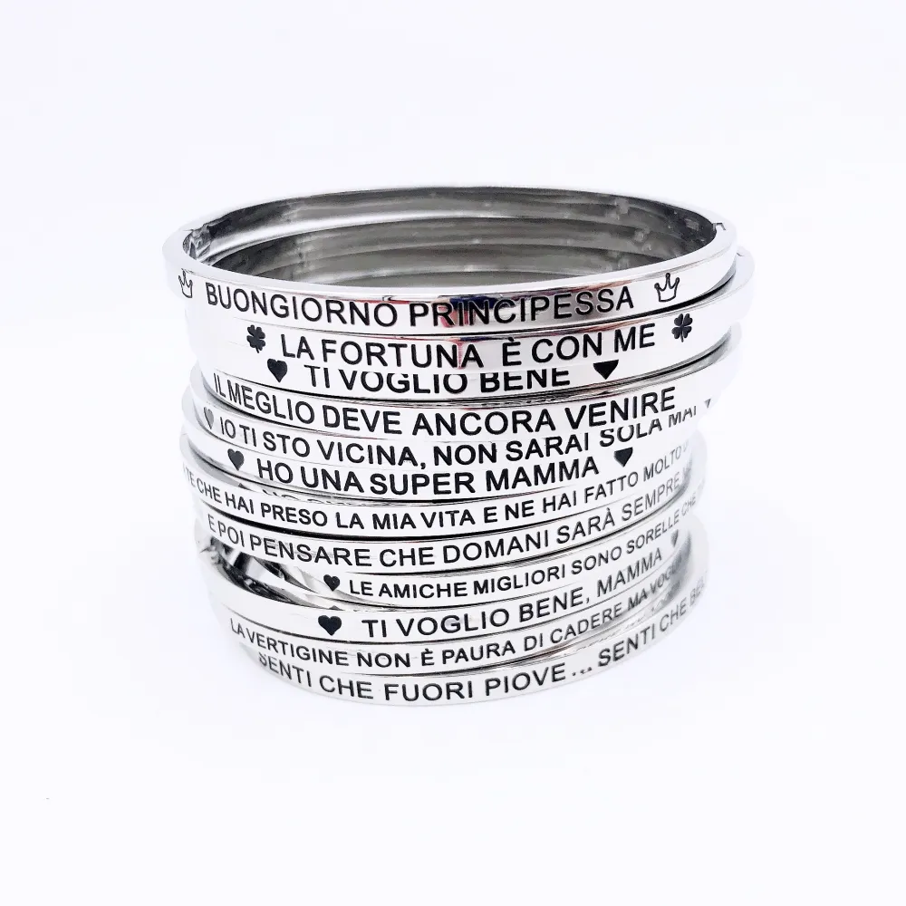Bracciale rigido con le frasi da 1 a 27-Bracciale in Acciaoo - BAR-413-B60-1