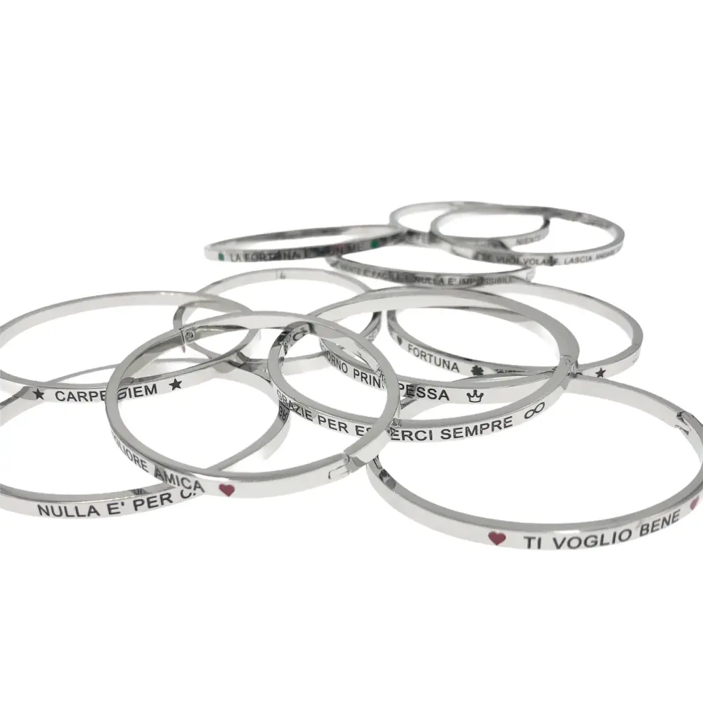 Bracciale rigido con le frasi da 1 a 27-Bracciale in Acciaoo - BAR-413-B60-1