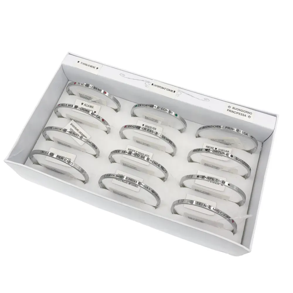 Bracciale rigido con le frasi da 1 a 27-Bracciale in Acciaoo - BAR-413-B60-1