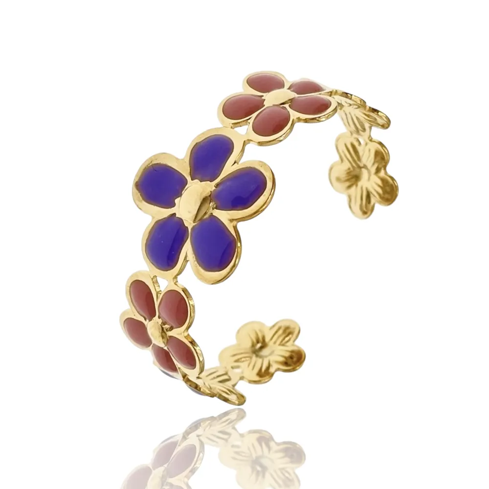 Fiore Smaltato-Bracciale Rigido in Acciaio - BAR-732-62