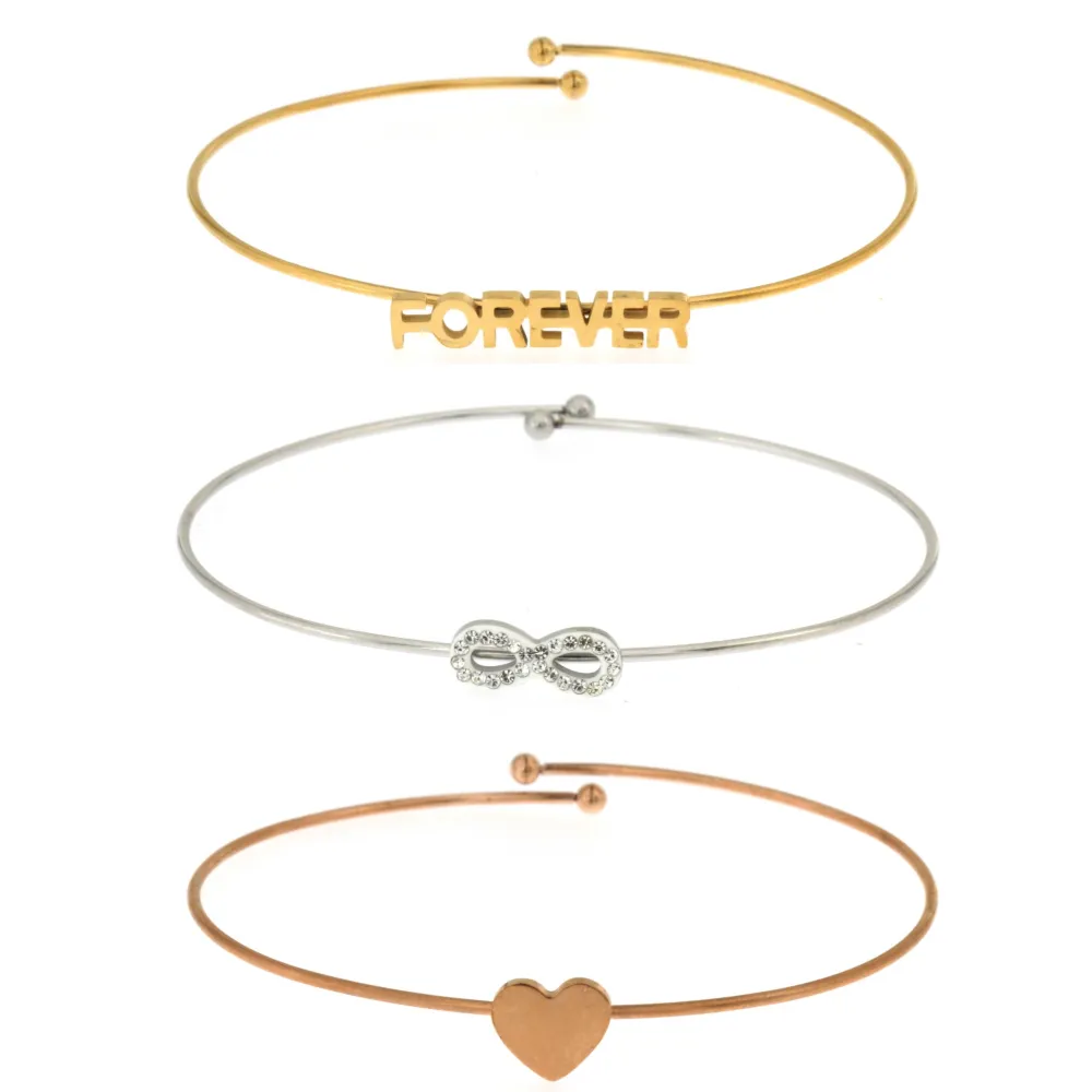 BAR-Set 3pz Bracciali 5409 - Bracciali Rigidi in Acciaio - BAR-Set 3pz Bracciali 5409 - Bracciali Rigidi in Acciaio