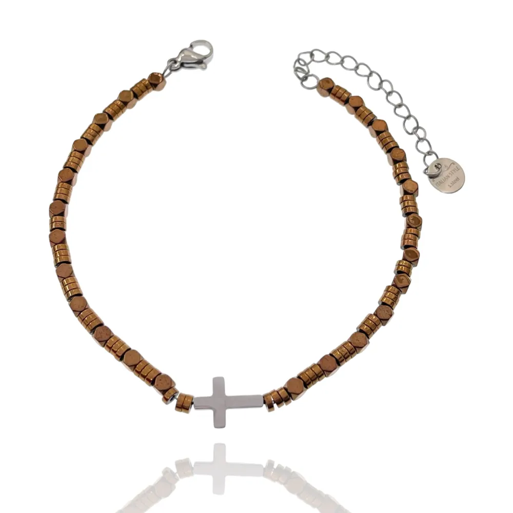 Croce 4mm-Bracciale in Acciaio da Uomo - BAU-103-AA2518B Croce 4mm