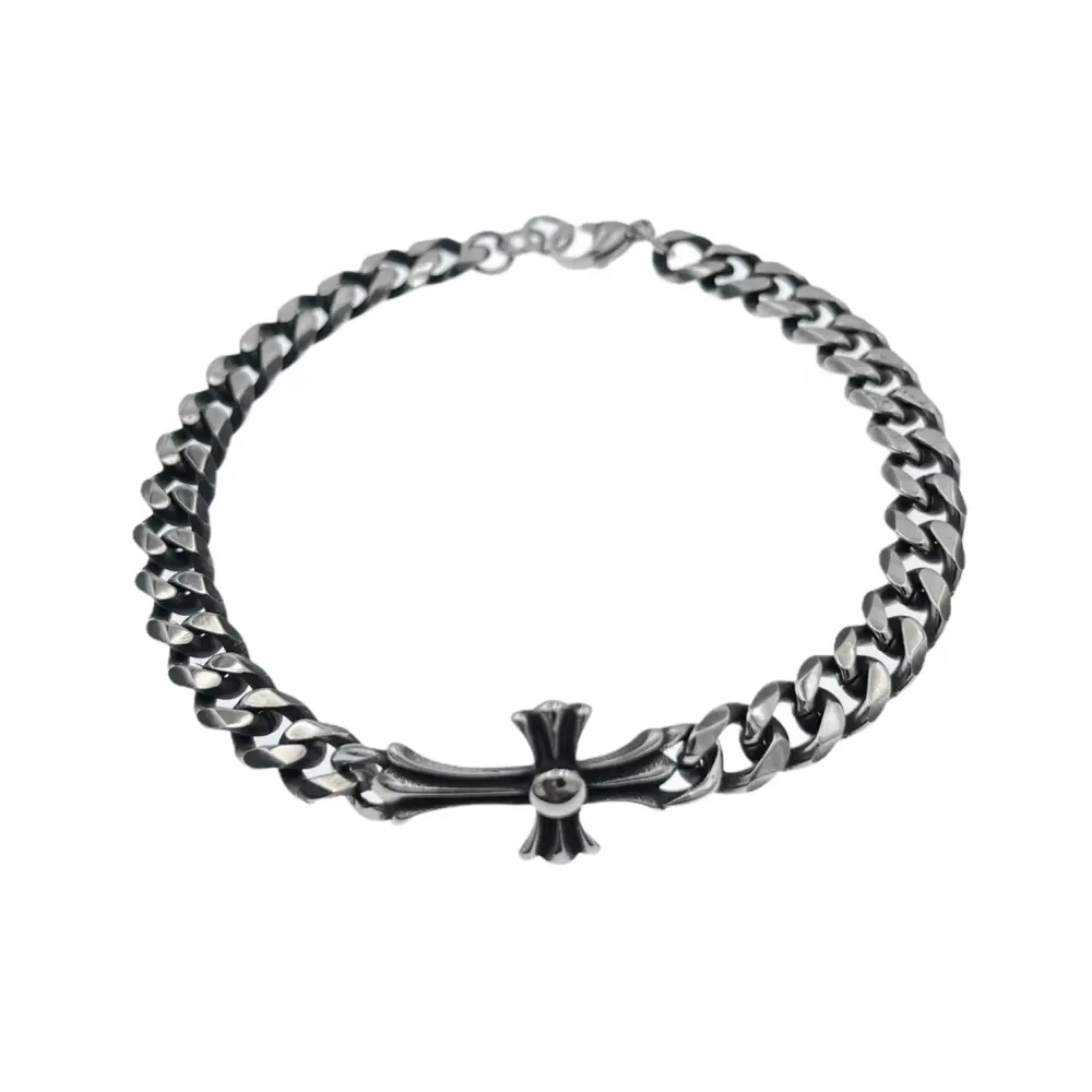BAU6951-Croce-Bracciale in Acciaio da Uomo - BAU-600-B116B
