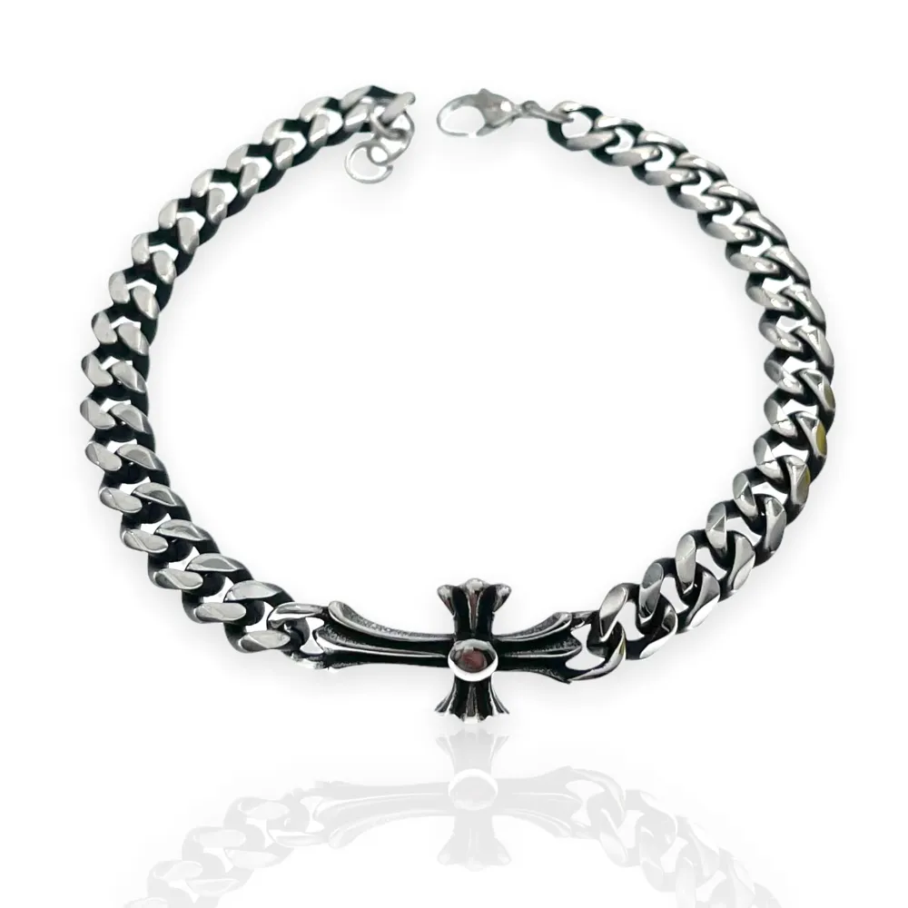 BAU6951-Croce-Bracciale in Acciaio da Uomo - BAU-600-B116B