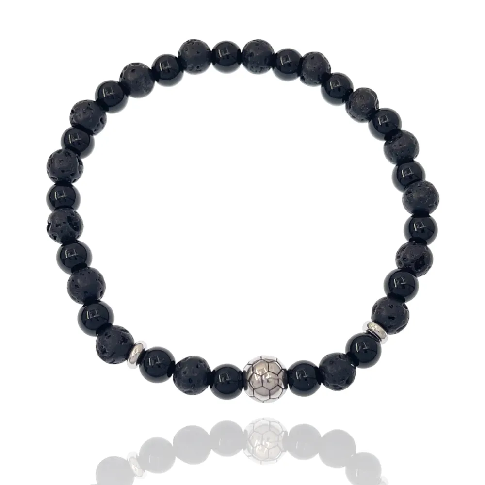 Pallone di Calcio-Bracciale Elastico in Acciaio da Uomo - BAU-600-H222 6mm