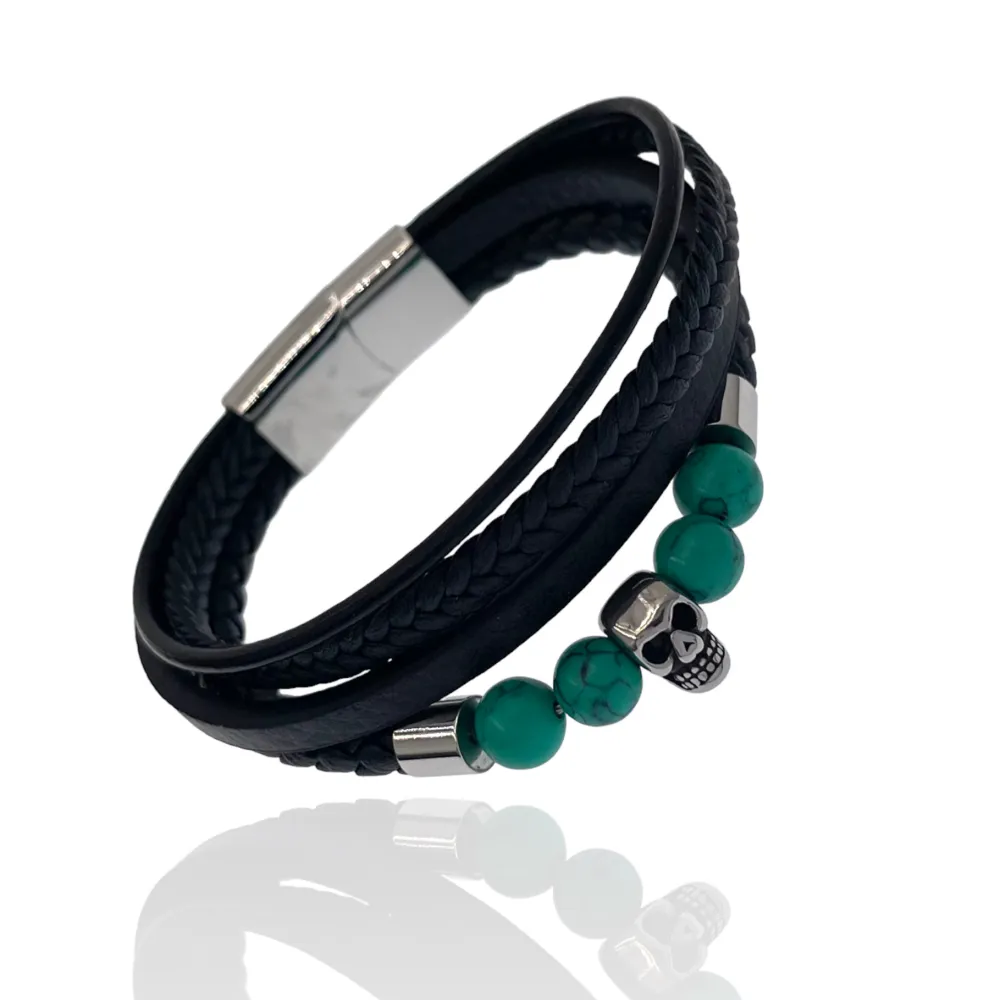 Multifili con Teschio-Bracciale da Uomo in Acciaio - BAU-720-21