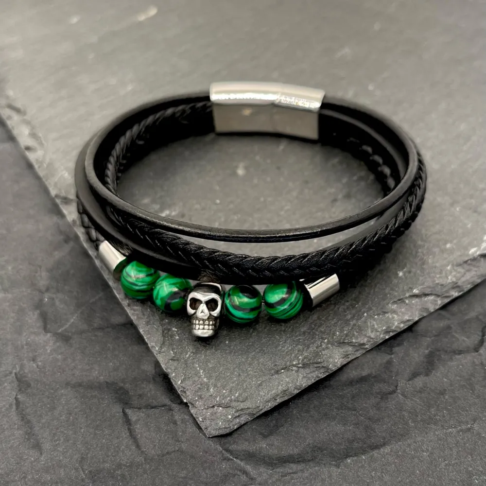 Multifili con Teschio-Bracciale da Uomo in Acciaio - BAU-720-21