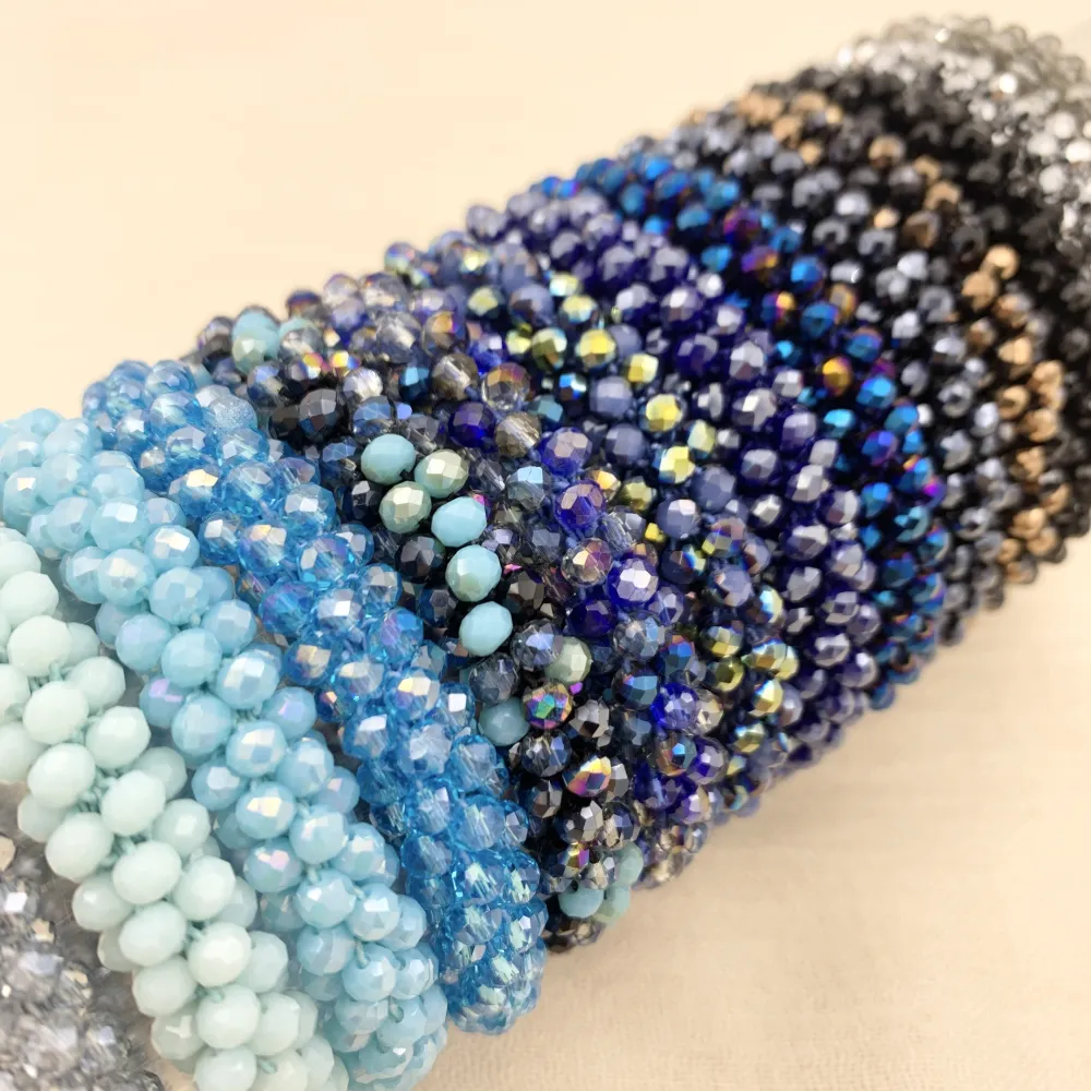 BCE1412-Cristalli Tonalità Verde - Bracciale Elastico - BCE1412-Cristalli Tonalità Blu- Bracciale Elastico