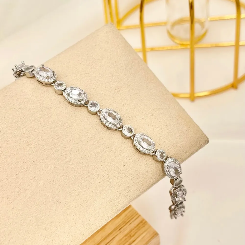 Ovale e Punto Luce-Bracciale con Cubic Zirconia - BMZ-103-AA2639B