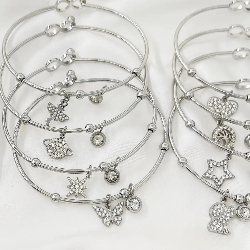 Mix Soggetti-12pz Bracciali in Acciaio con chiusura - BPA-103-AA1993-2004B