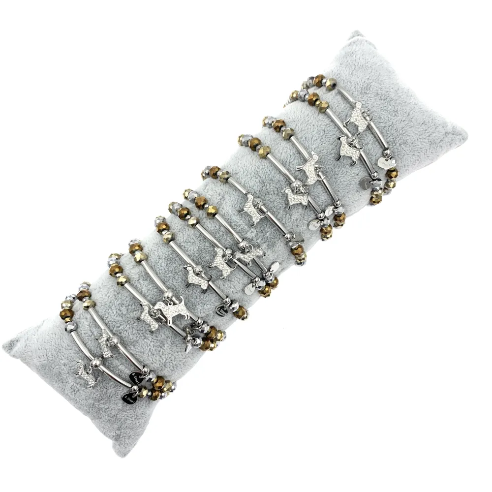 12Pz Bracciali Elastici in Acciaio+Cuscino in Omaggio - BPA104-454