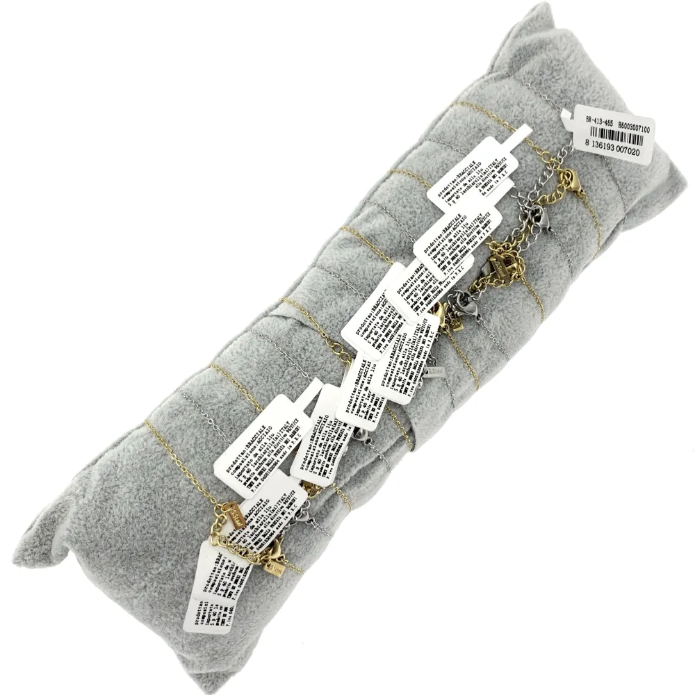 12Pz Bracciali in Acciaio con Chiusura a Moschettone + Cuscino - BPA413-465