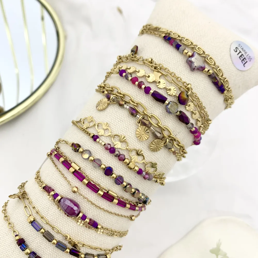 Mix Soggetti-15pz Bracciali in Acciaio - BPA-732-140 FUCSIA