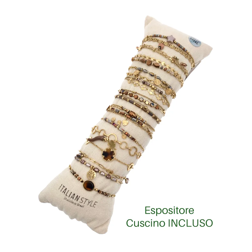 Mix Soggetti-15pz Bracciali in Acciaio - BPA-732-140 MARRONE