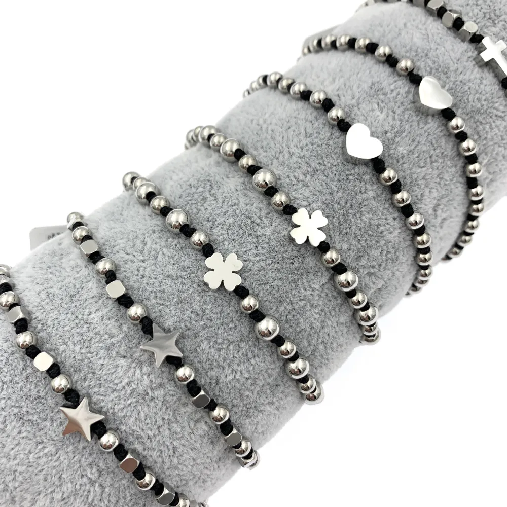 12Pz Bracciali in Acciaio con Chiusura a Moschettone + Cuscino - BPA7654-Nodo Mix-12 Pz Bracciali in Acciaio